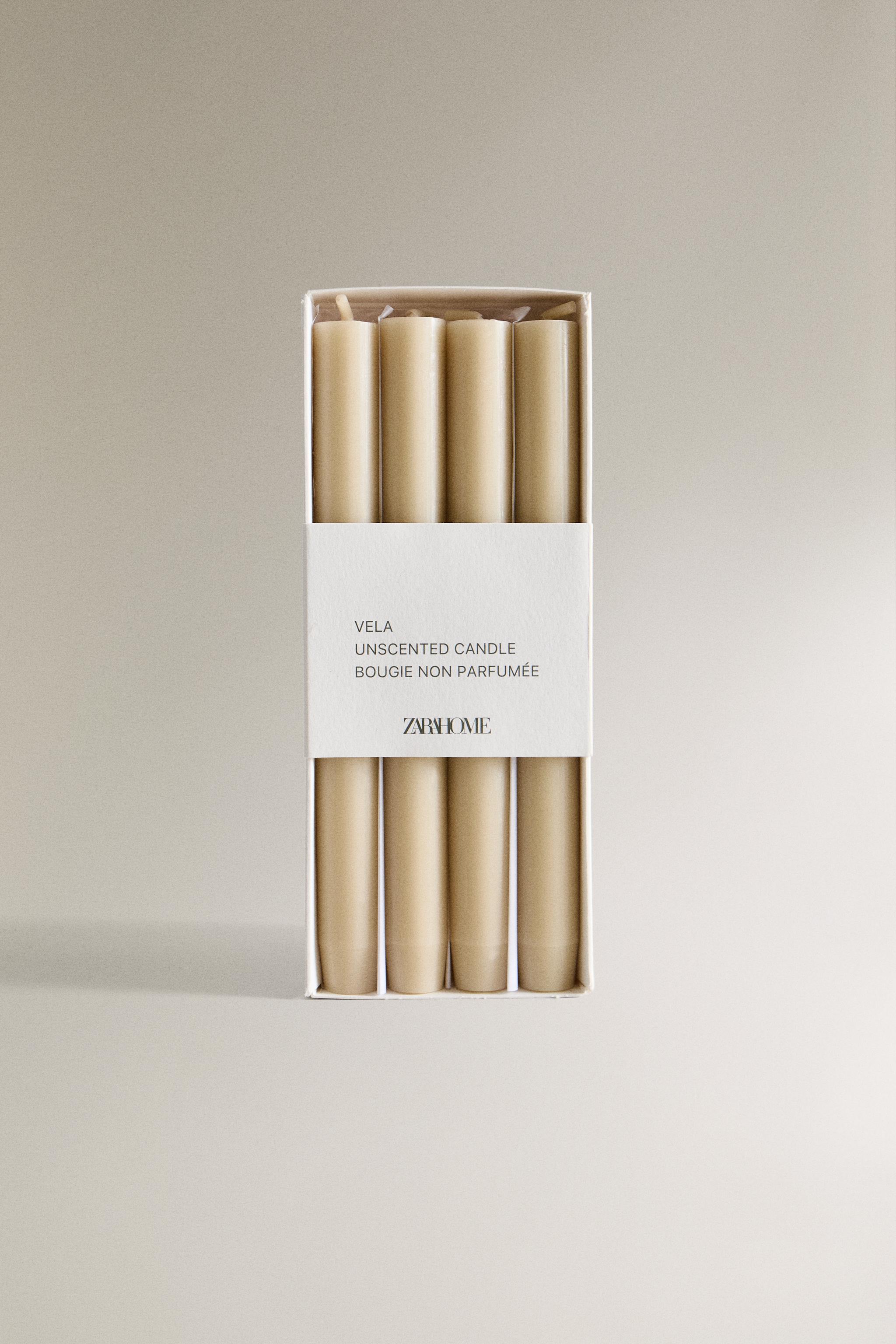 SET OF DECORATIVE CYLINDRICAL LONG TAPER CANDLES (SET 4)